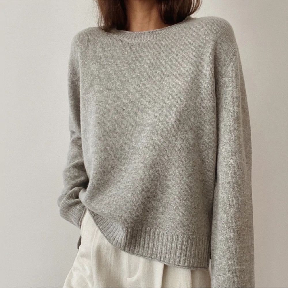 NEW JENNI KAYNE Everyday Sweater wool cashmere crewneck heather gray